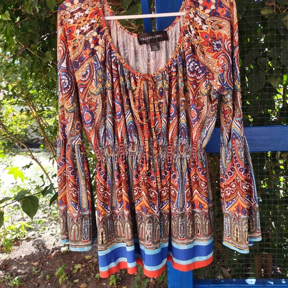 Colleen Lopez Multi-color Round Neck Blouse Size L - Picture 4 of 16